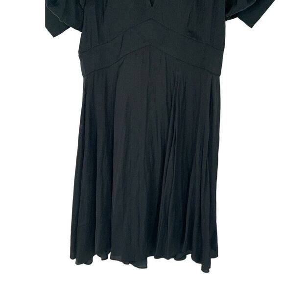 ZADIG & VOLTAIRE Satin Dress Size Small Black V-Neck Puff Sleeves Empire Waist - Picture 9 of 11